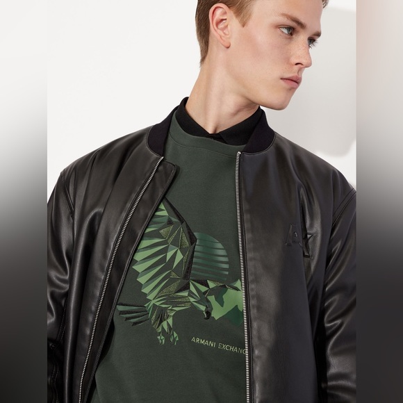 ARMANI EXCHANGE CREW NECK EAGLE SWEATSHIRT GREEN - Picture 3 of 8